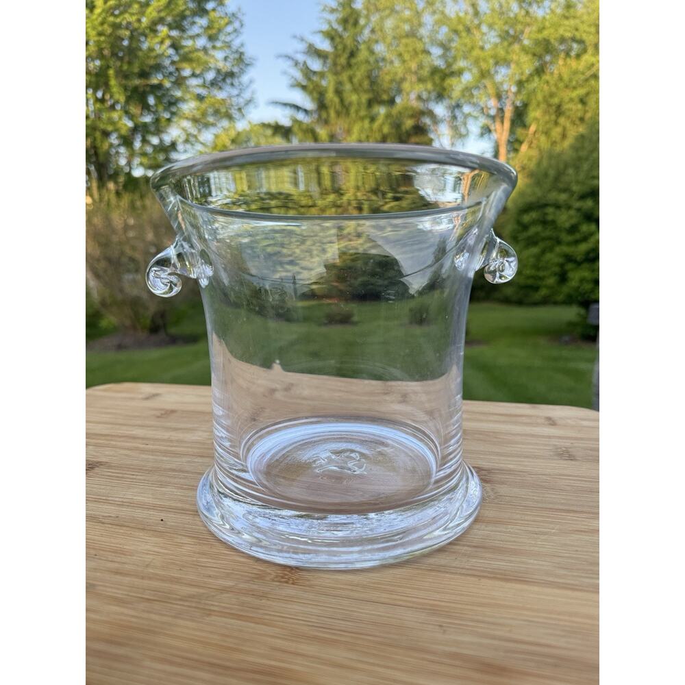 Simon Pearce Glass Champagne Ice Bucket Hand Blown Clear Wine Chiller Pontil 6”
